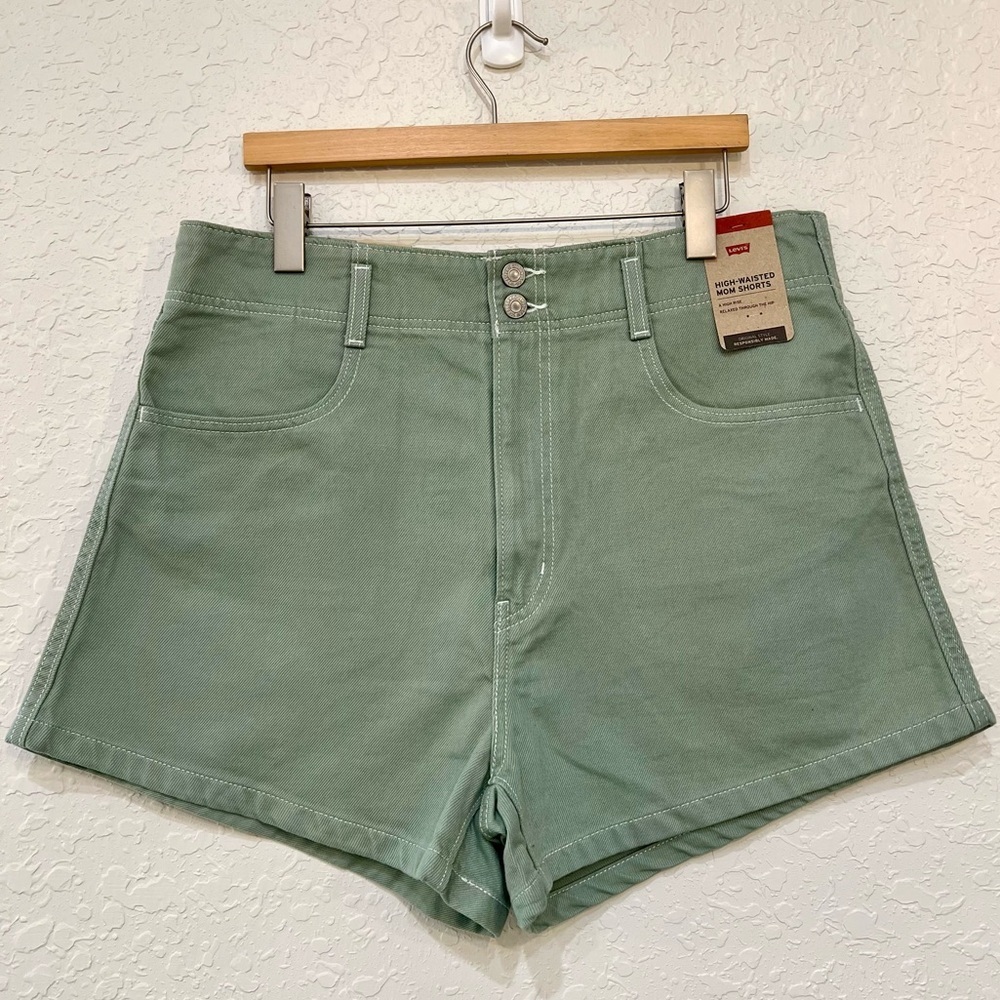 Levi's High Waist Shorts in Sage Green